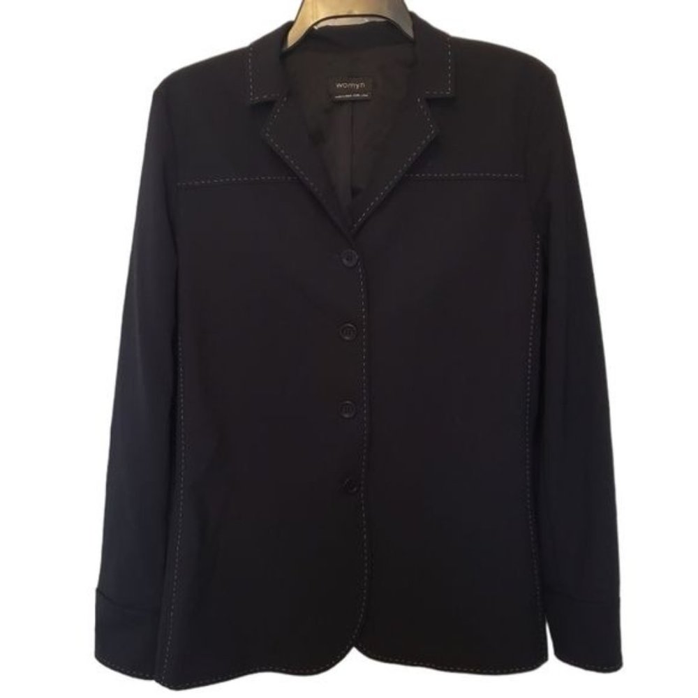 Womyn Navy Blue Blazer with Contrast Stitch Size Medium